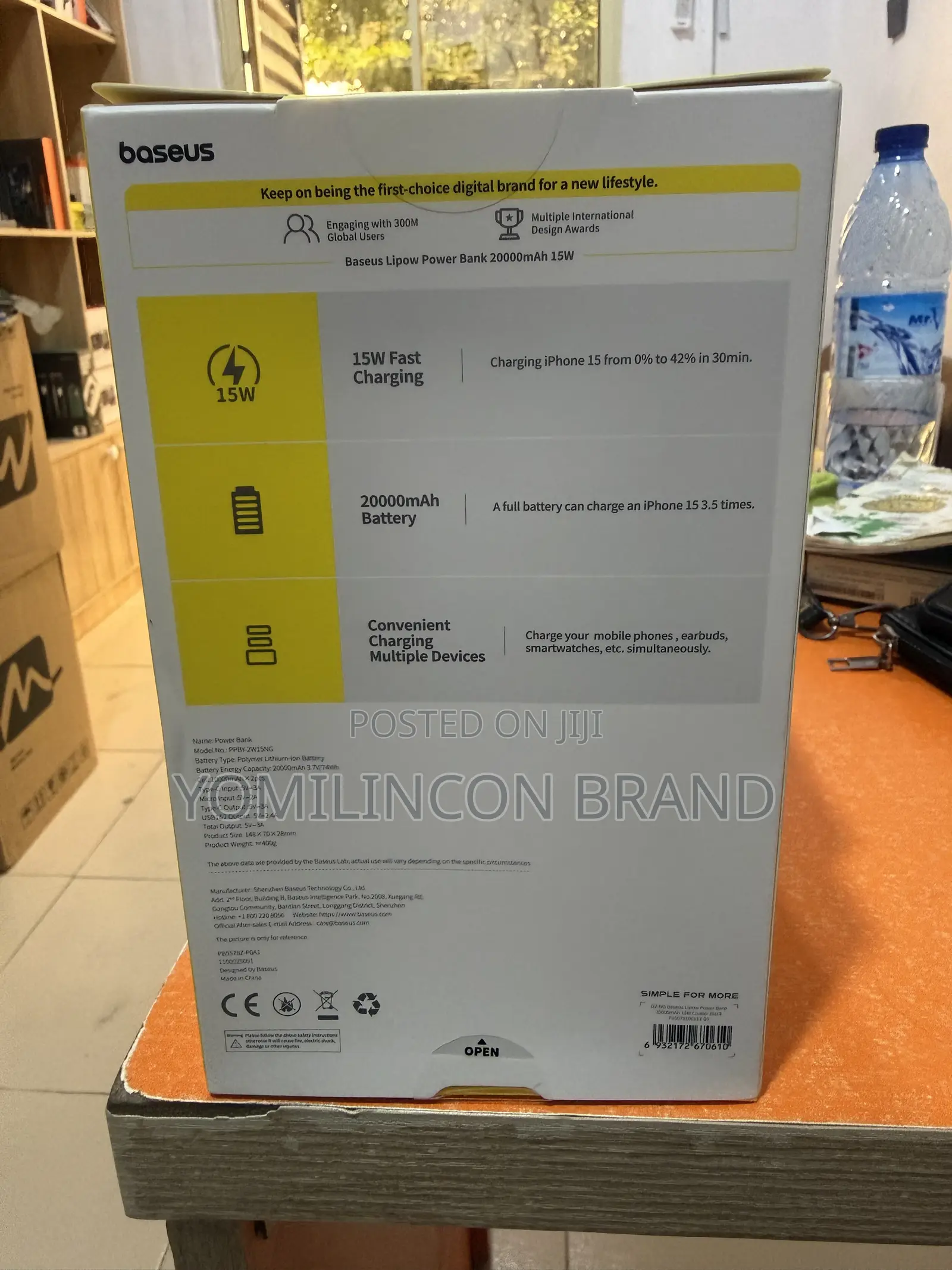 Baseus Lipow Power Bank 20000MAH 15w Black