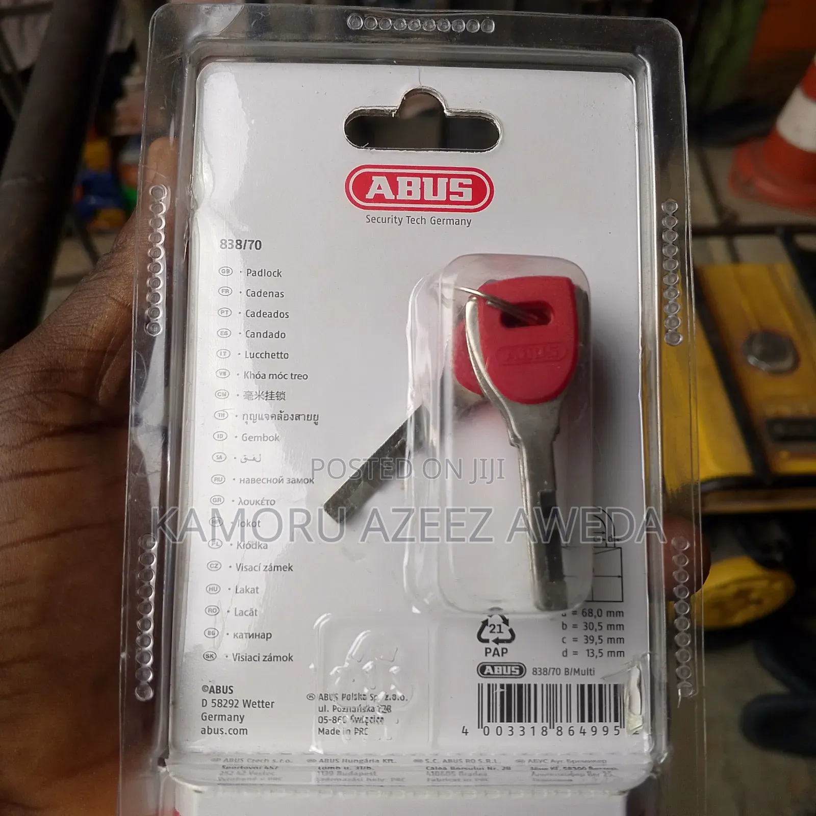 ABUS Padlock 70mm Made in Germany