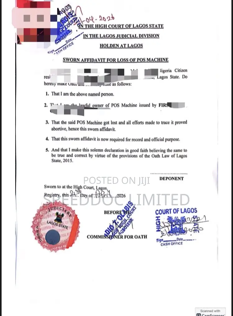 Court Sworn Affidavit of All Kinds