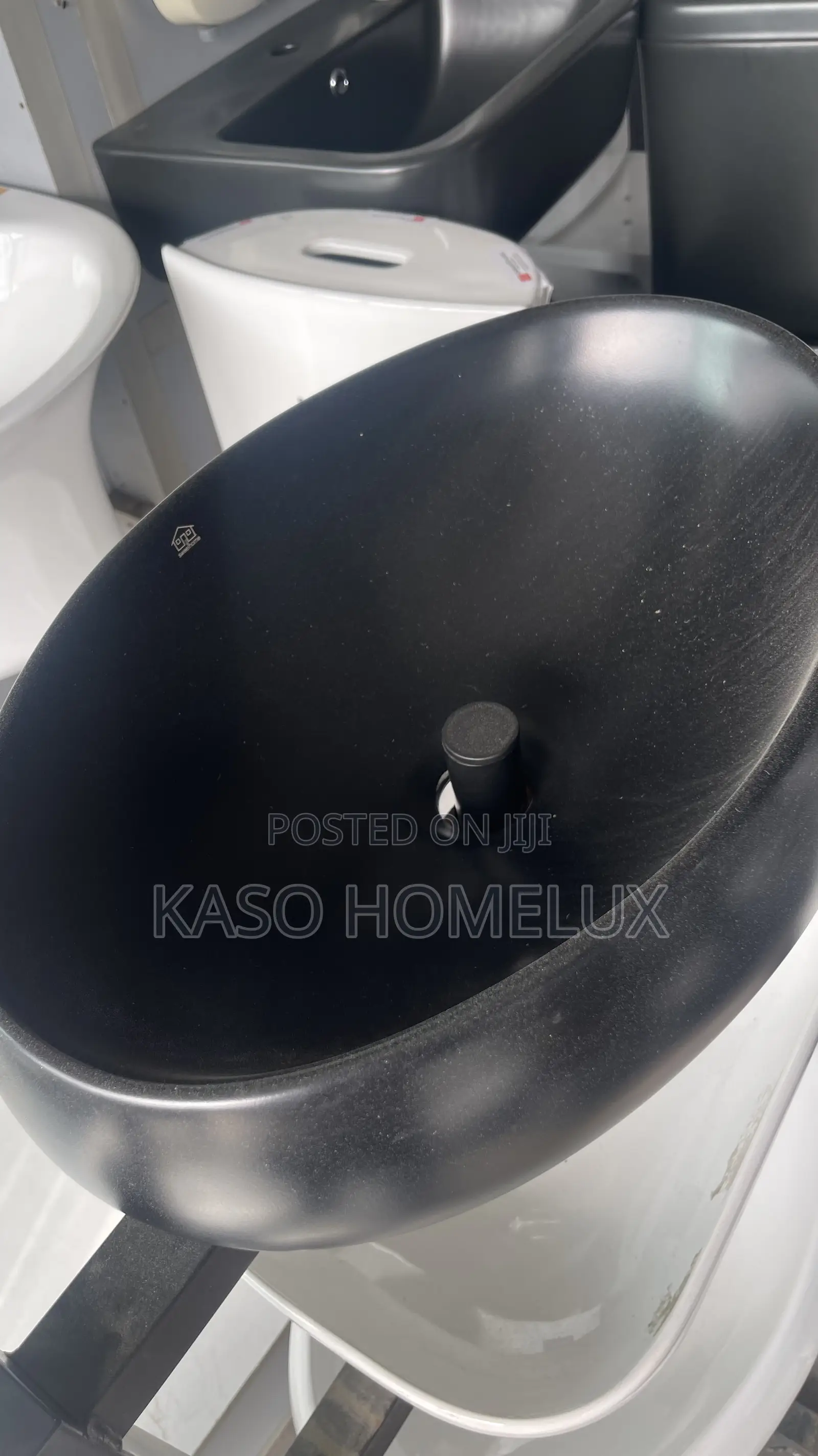 Oval Shaped Matte Black Countertop Basin