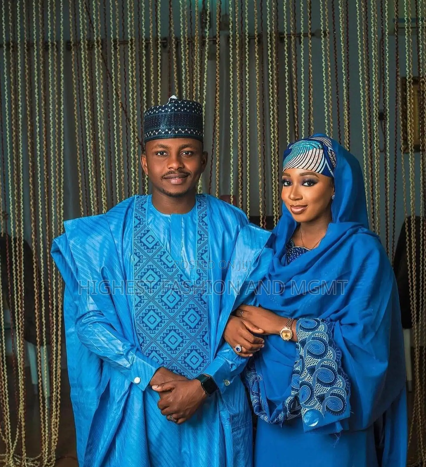 Sky-Blue Embroidered Agbada Cobalt Blue Shadda Set
