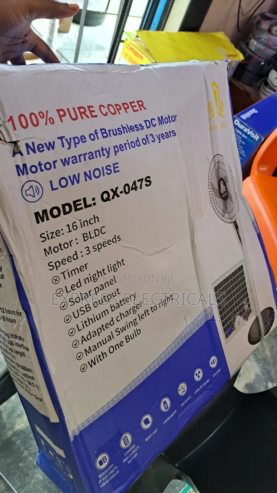 Brand New Golden House Solar Rechargeable Standing Fan