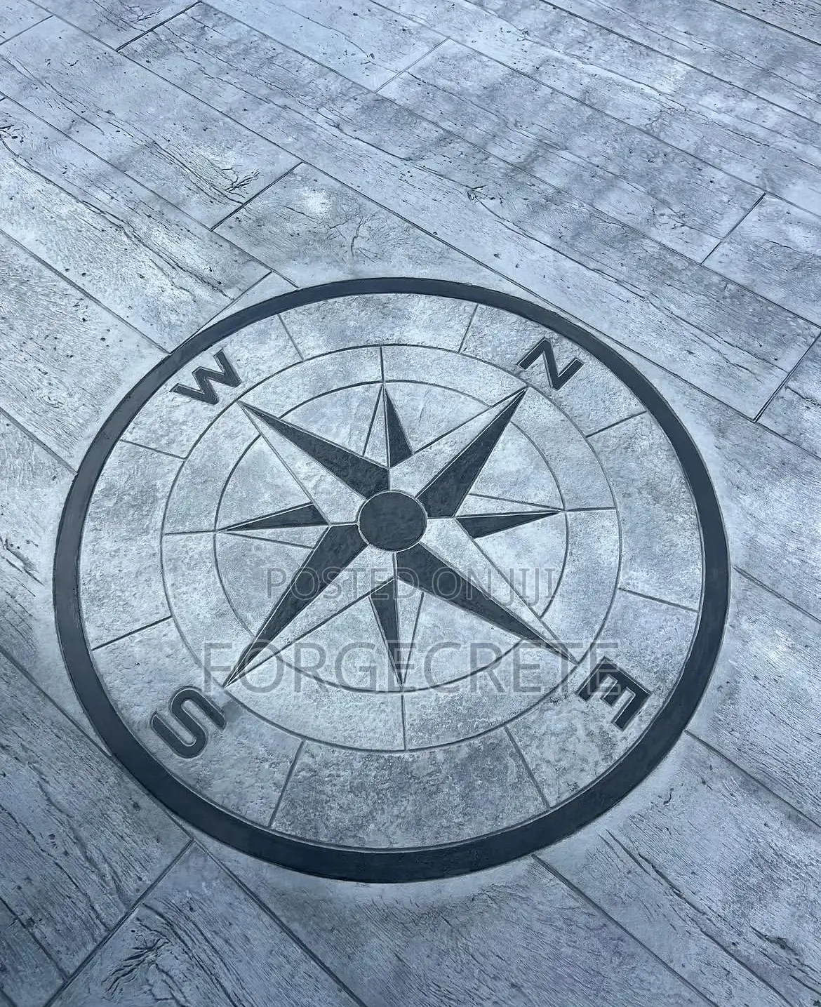 Compass Mart , Grey and Black Concrete Stamp