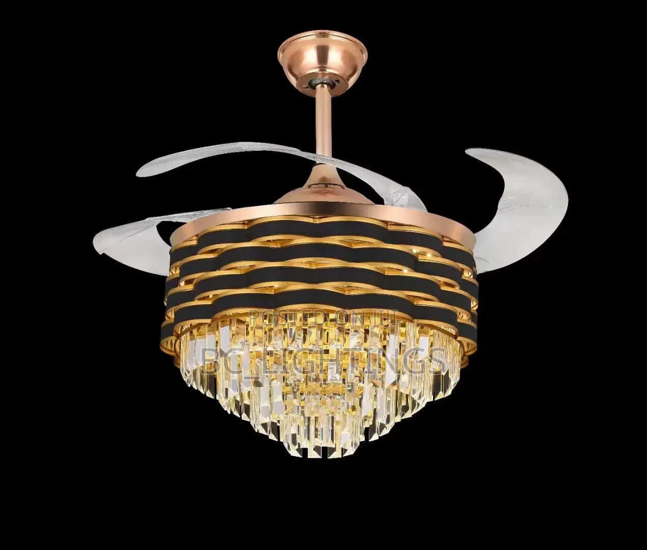 Fandelier Crystal LED Ceiling Fans With Lights and Remote Retractable