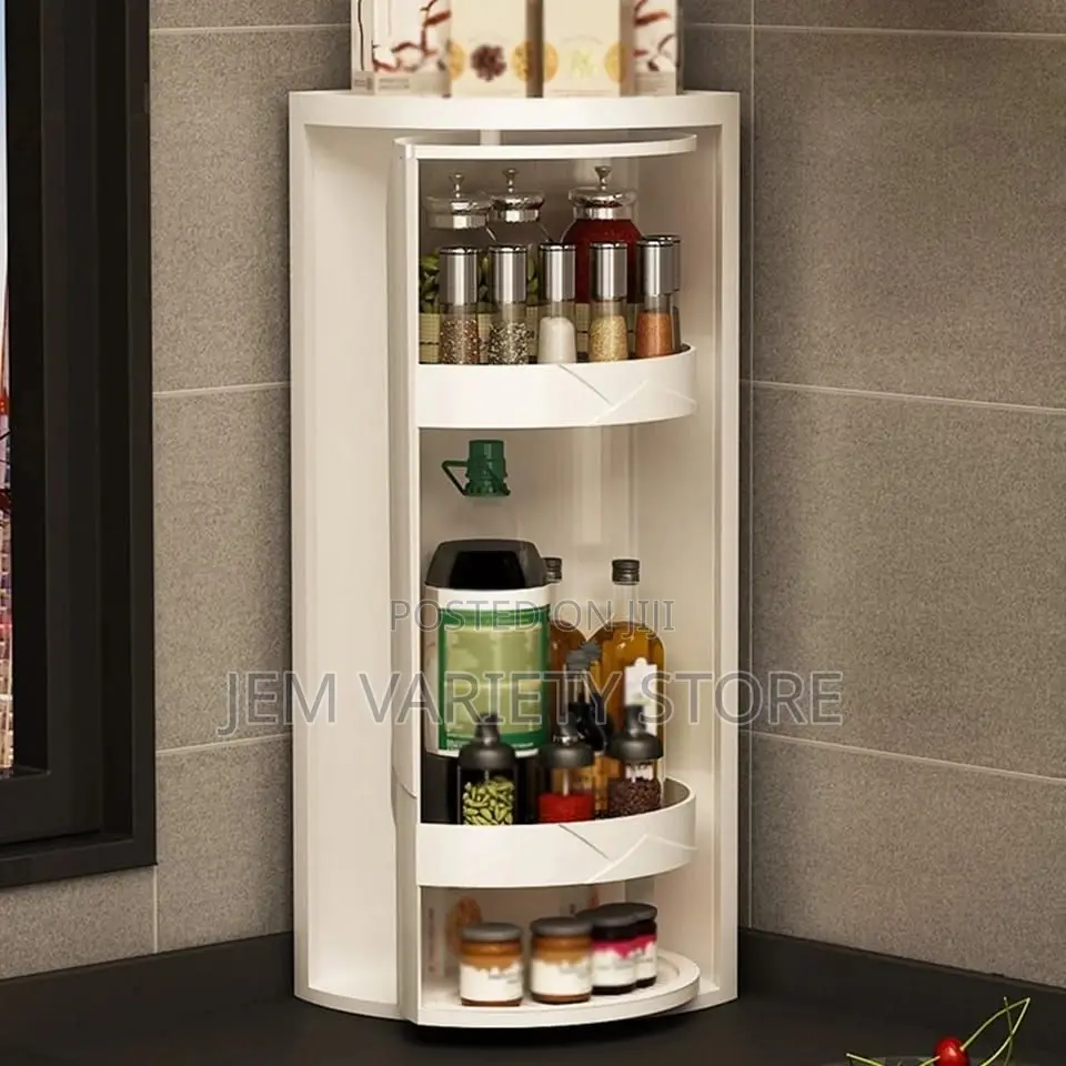 Multi Purpose 360 Rotating Wall Mounted Conner Storage Shelf,