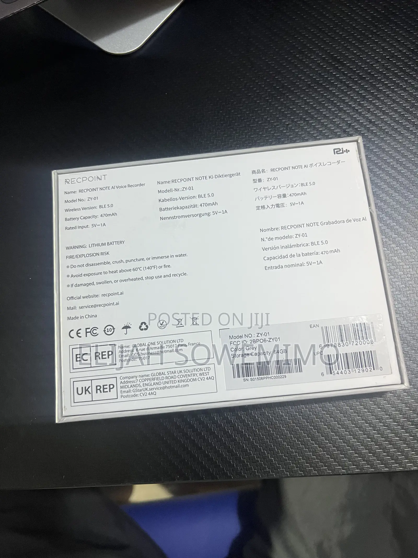 Open Box RecPoint AI Voice Recorder