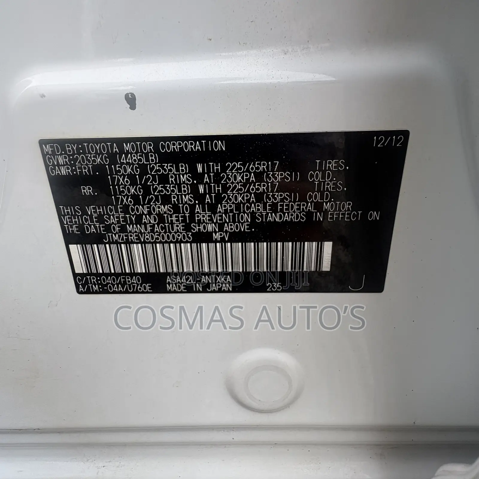Toyota RAV4 LE FWD (2.5L 4cyl 6A) 2013 White