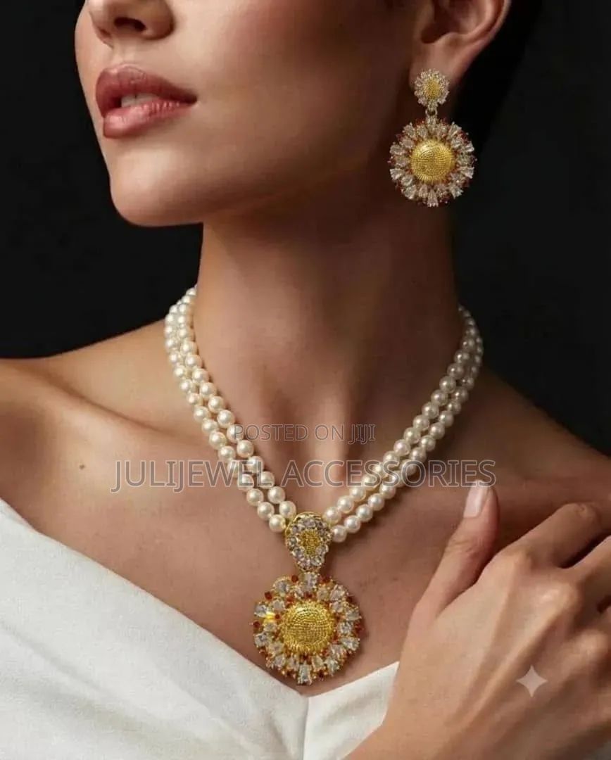 Luxury Bridal Pearl Costume Jewelry Set for Wedding and Traditional