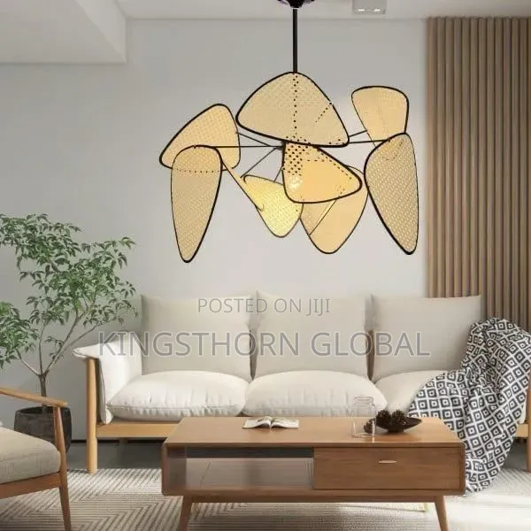 Modern Rattan Leaf Pendant Chandelier for Living Room