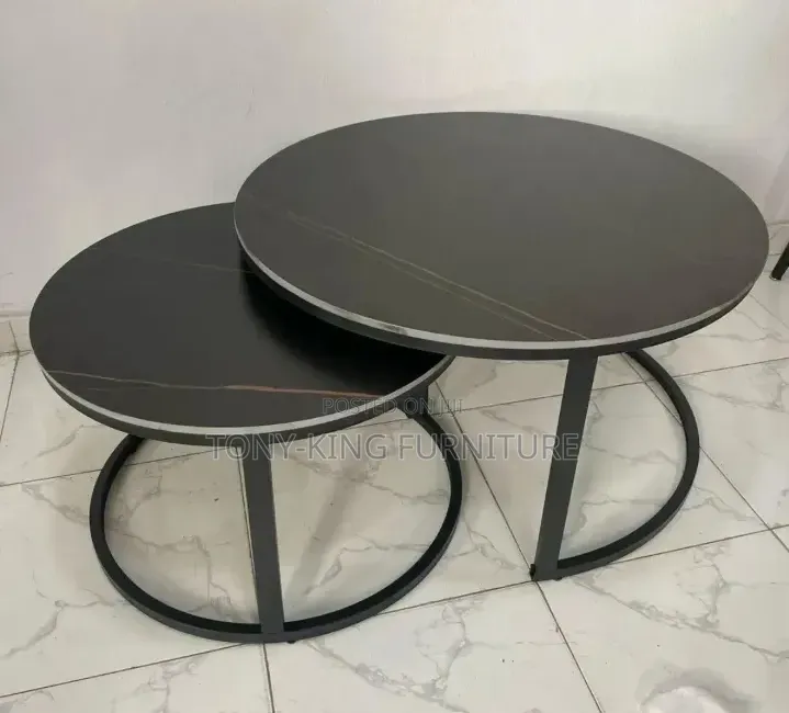 Modern Style Combination Center Table - 2 in 1 - With Black Metal Leg.