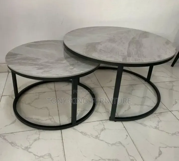 Modern Style Combination Center Table - 2 in 1 - With Black Metal Leg.