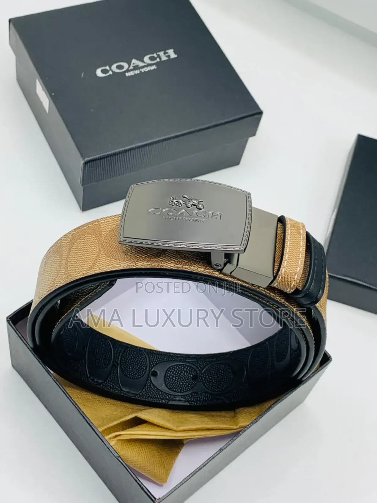 Coach Luxury Men Leather Belt – Stylish, Durable High Quality