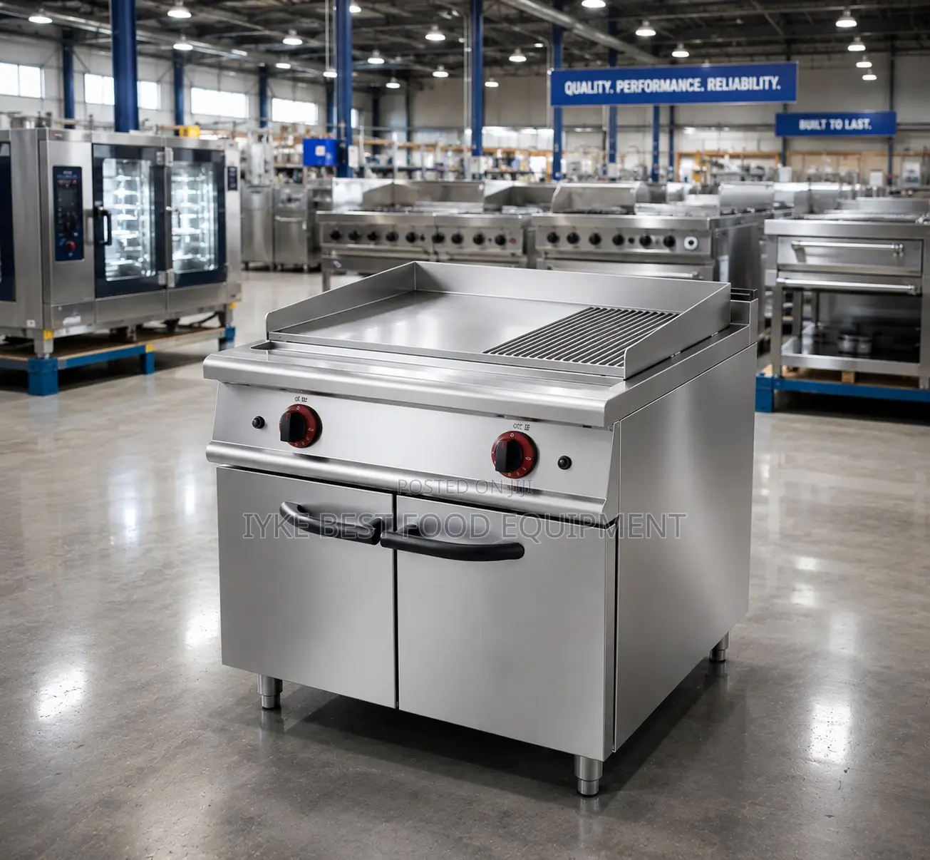 Gas Griddle (2/3 Flat 1/3 Grooved) With Cabinet
