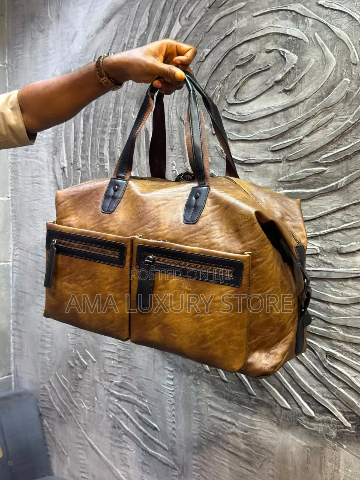 Genuine Leather Luxury Travel Duffel Bag – Strong, Spacious Stylish