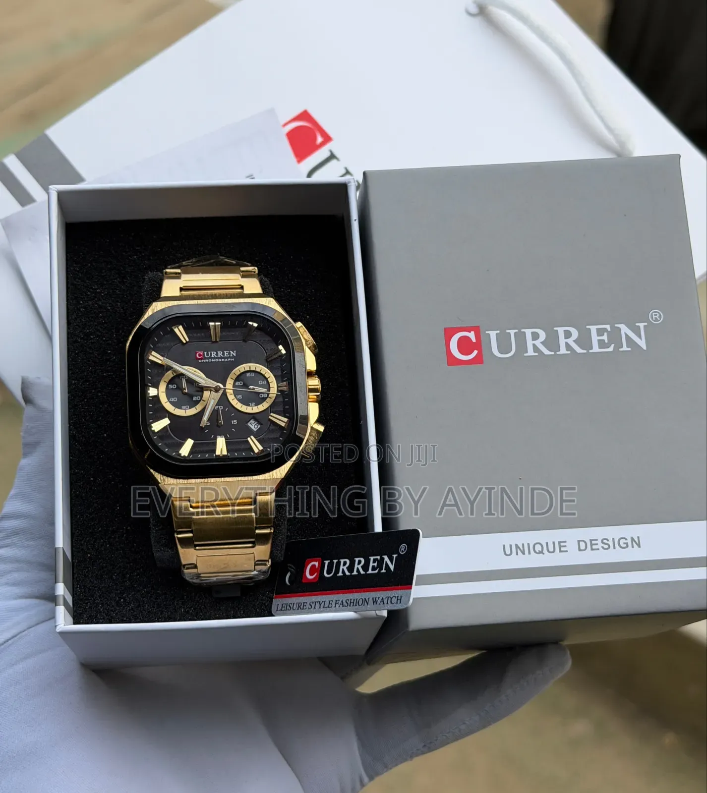 Curren Wrist Watch Analog and Digital Gold With Black Face