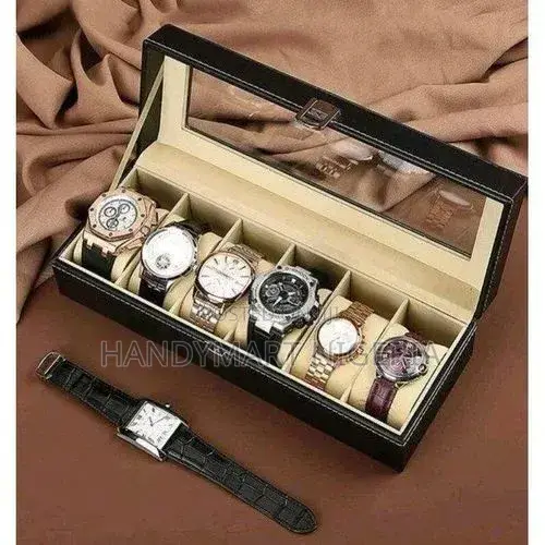 6 Pieces Slot Luxury Pu Leather Watch Box/Storage