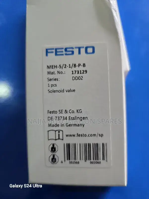 Festo Solenoid Valve With 24Vdc Coil | MEH-5/2-1/8-P-B | 173129
