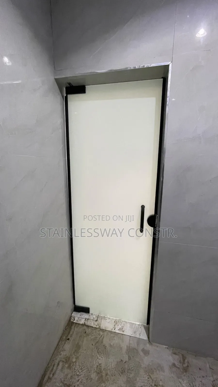 Swing Full Frosted Glass Door With Black