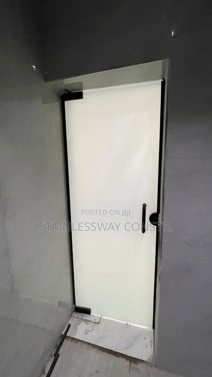 Swing Full Frosted Glass Door With Black