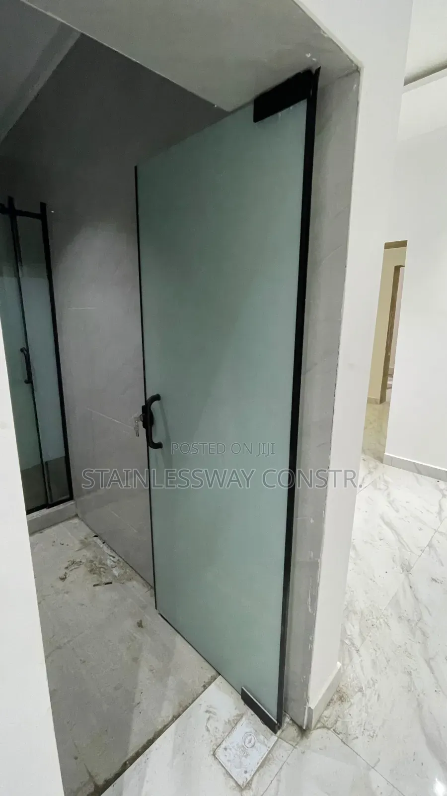 Swing Full Frosted Glass Door With Black
