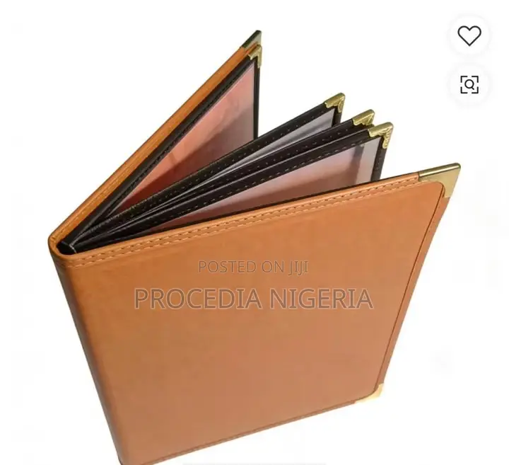 Brown Leather A4 Menu Book Hotel Restaurant Menu Cover Holder