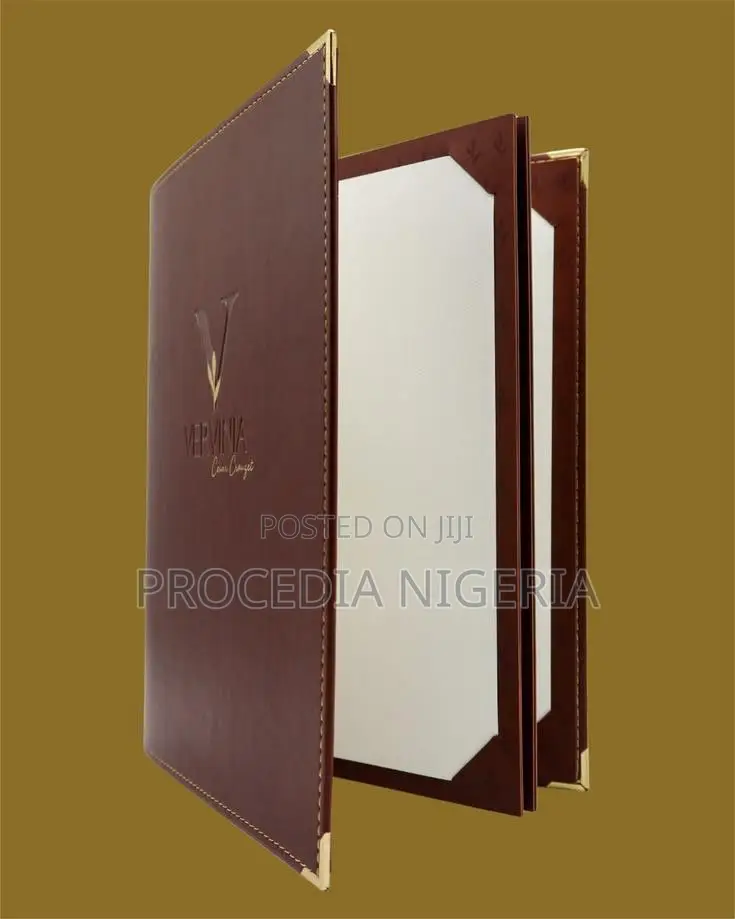 Brown Leather A4 Menu Book Hotel Restaurant Menu Cover Holder