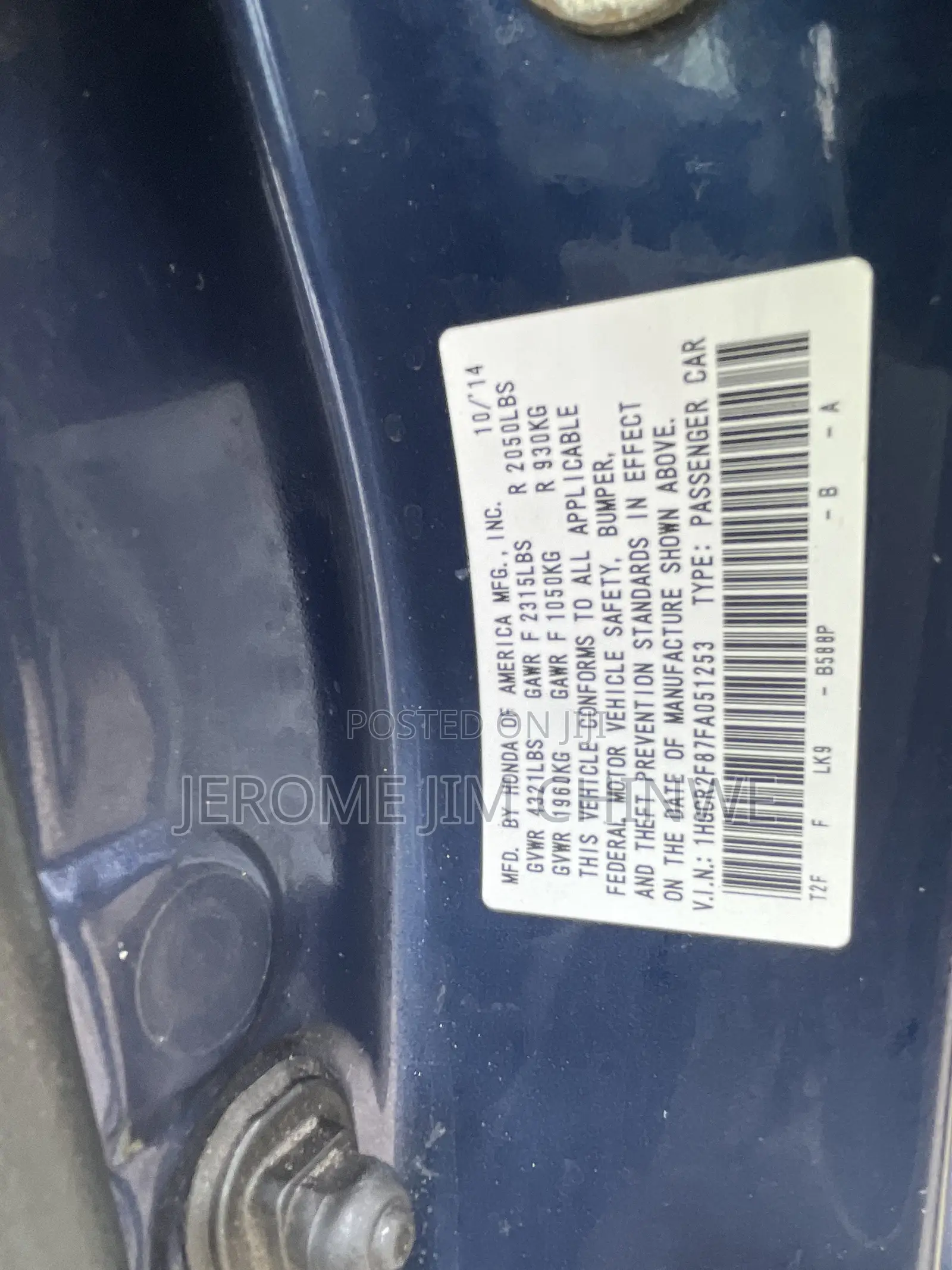Honda Accord 2015 Blue