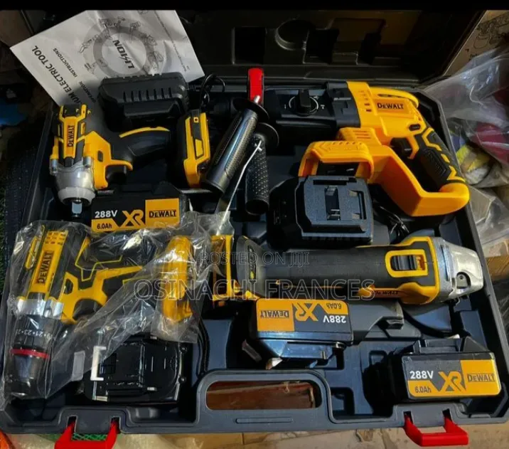4 In1 Dewalt Battery Machines Drill Hammer Wrench Grinder All in Set