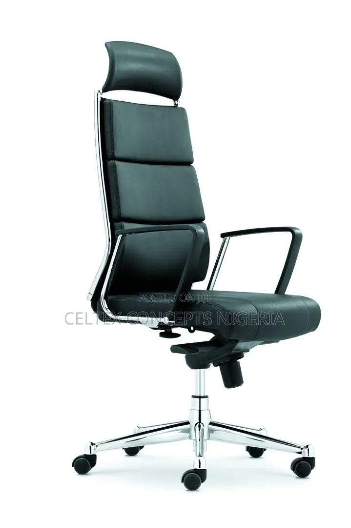 Modern Black Leather Executive Office Chair
