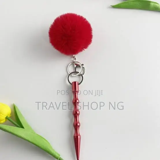 Kubaton Keychain With Pompom Puff|Self Defence