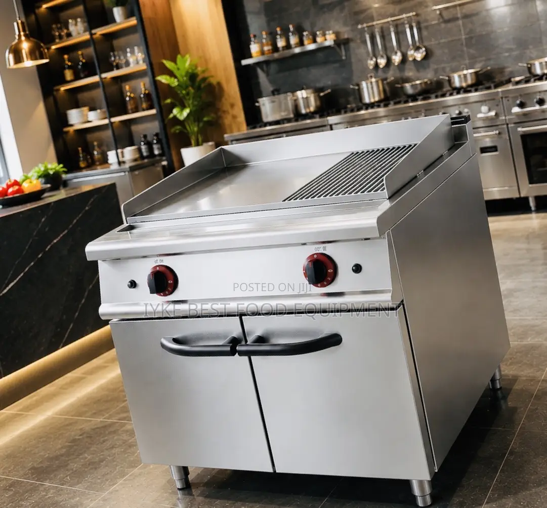 Gas Griddle (2/3 Flat 1/3 Grooved) With Cabinet