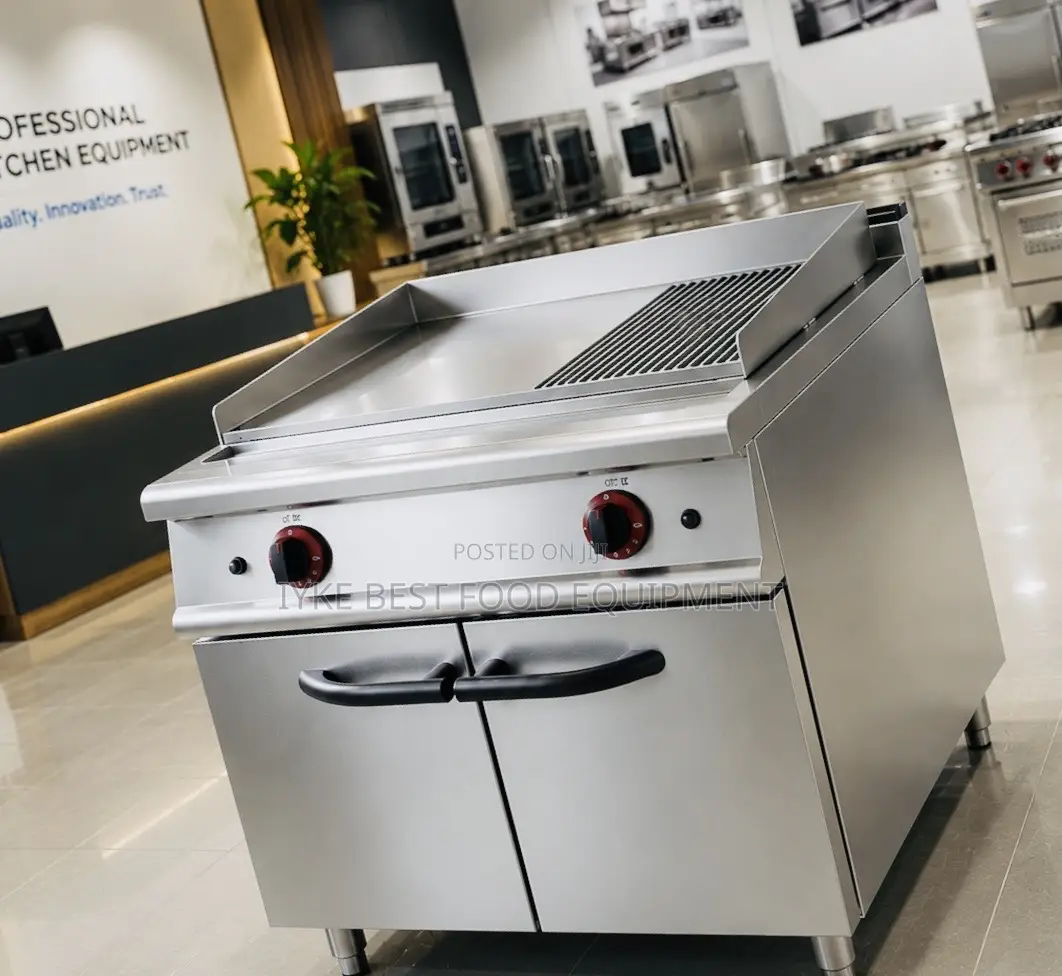 Gas Griddle (2/3 Flat 1/3 Grooved) With Cabinet