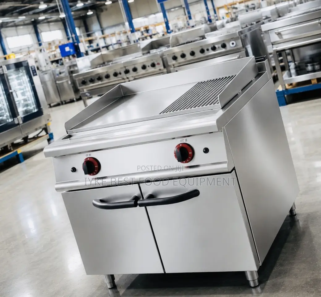 Gas Griddle (2/3 Flat 1/3 Grooved) With Cabi