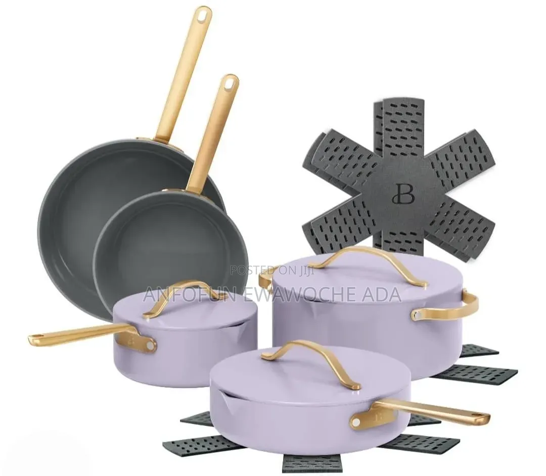 12-Piece Beautiful Non-Stick Ceramic Cookware Set With Strainer Lids