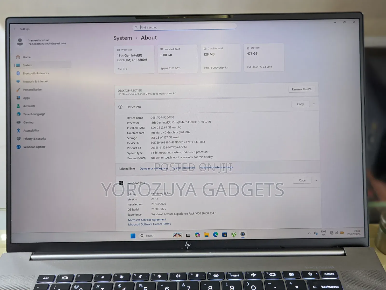 Laptop HP ZBook Studio 16GB Intel Core i7 SSD 512GB