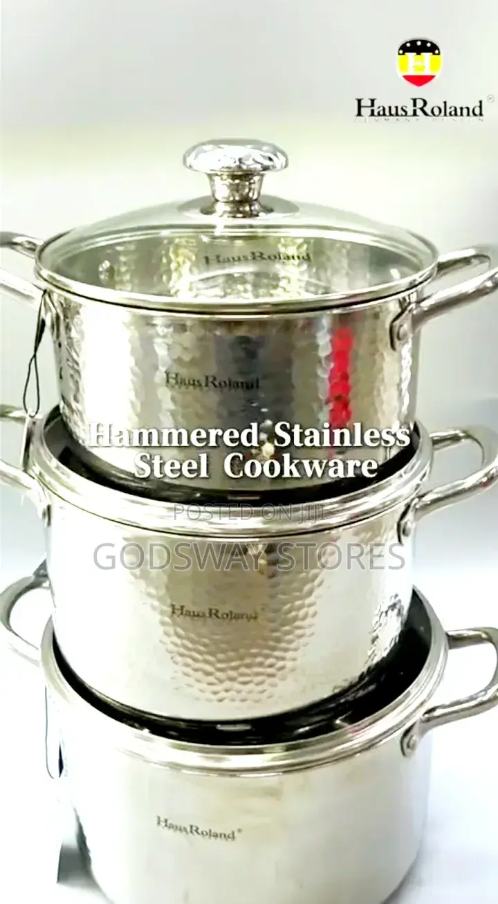 Hammered Stainless Steel Pot Set