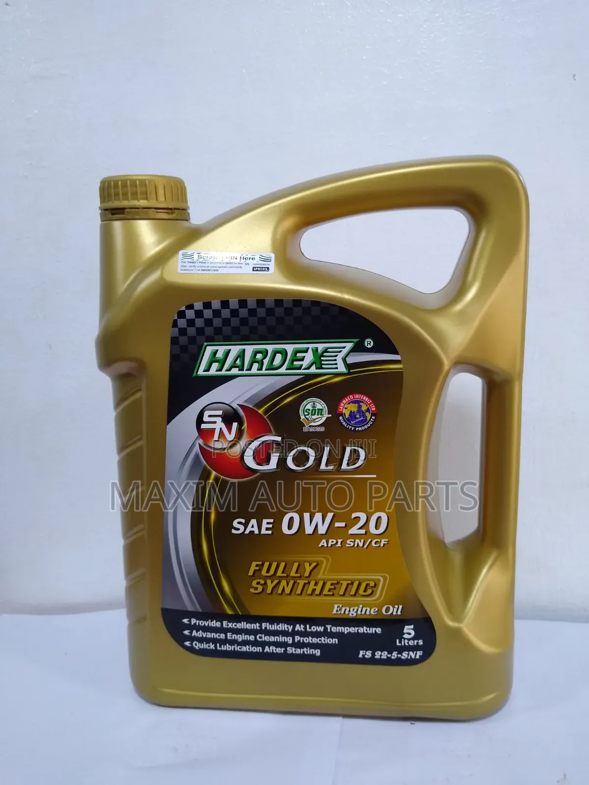 Hardex Gold 0w-20 Fully Synthetic Engine Oil - 5l