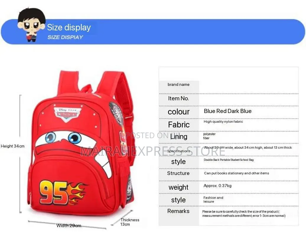 Disney Cars 3d Cosplay Unisex Kids’ Nursery Lower School Backpack