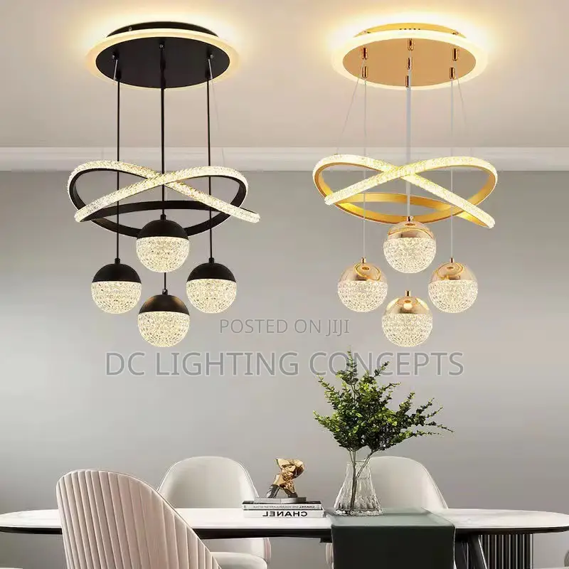 Modern Minimalist Three-Head Iron Acrylic Led Pendant Chandelier.
