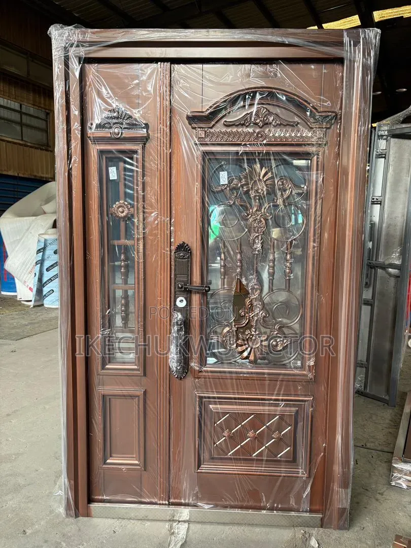 4ft Royal Walnut Glass Steel Door