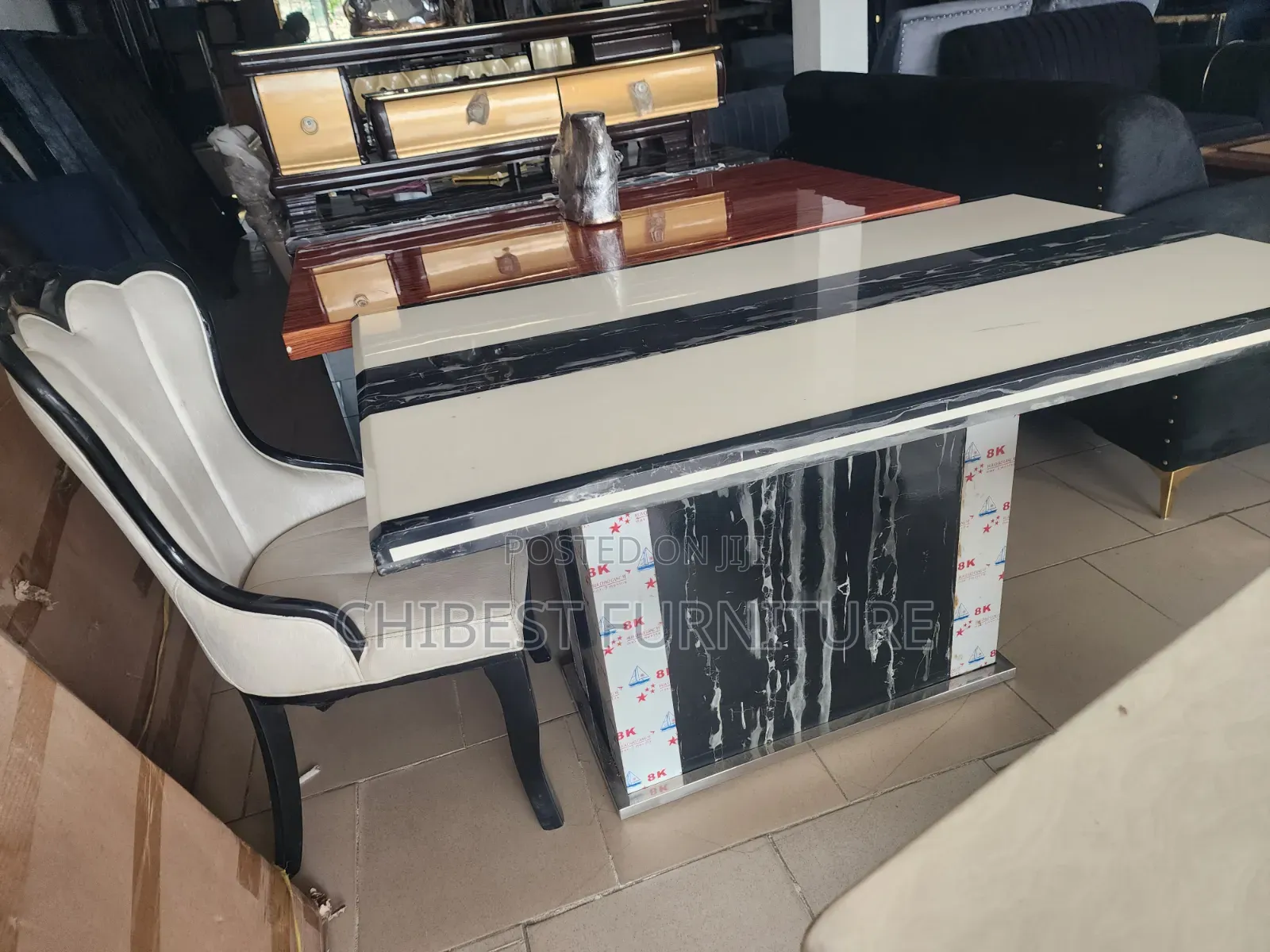 Brand New Imported Marble Dining Table With Chairs.