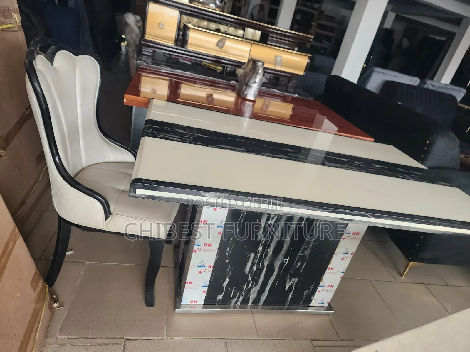 Imported Marble Dining Table With Six Chairsm