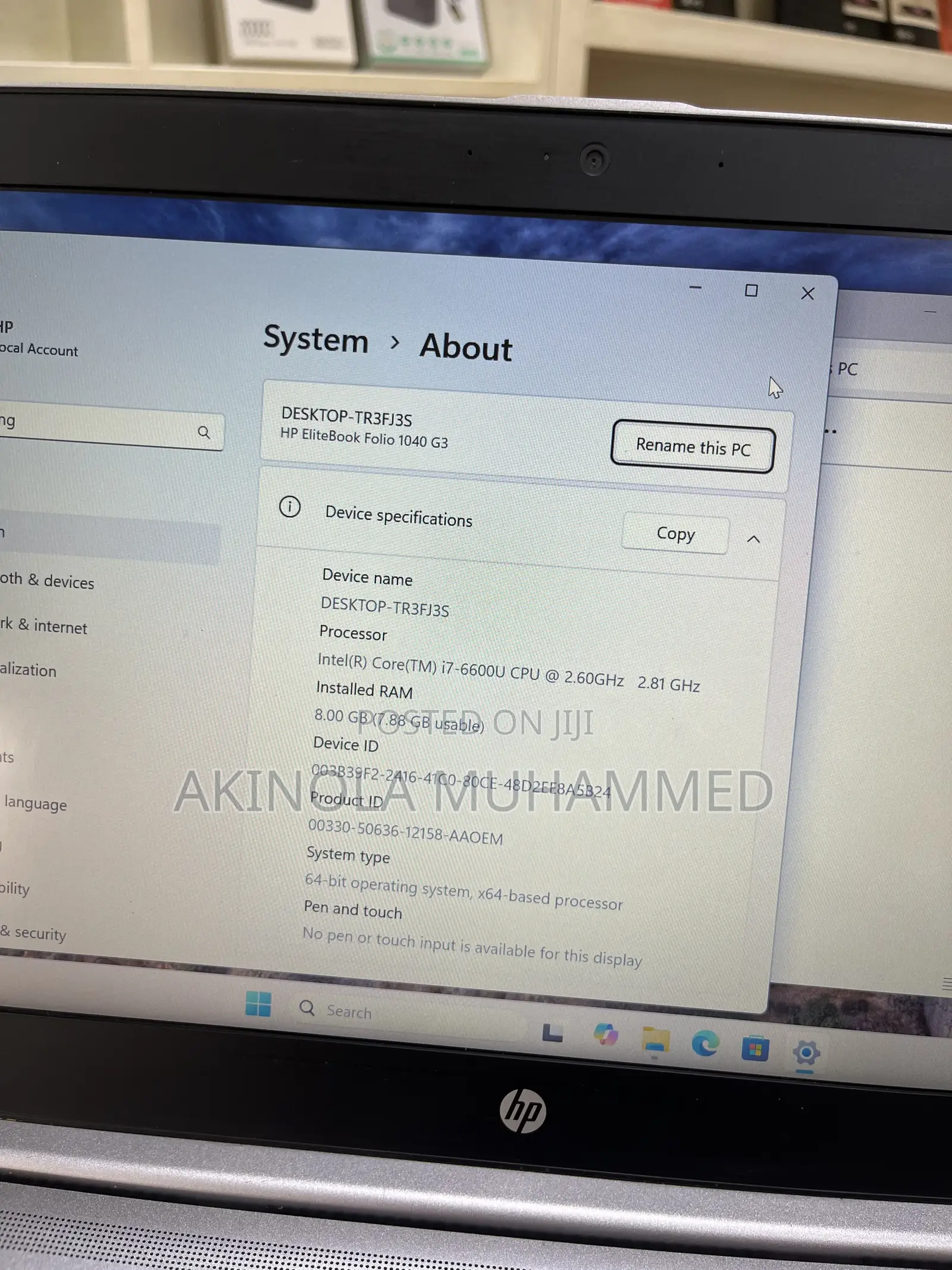 Laptop HP EliteBook 1040 G3 8GB Intel Core i7 SSD 256GB