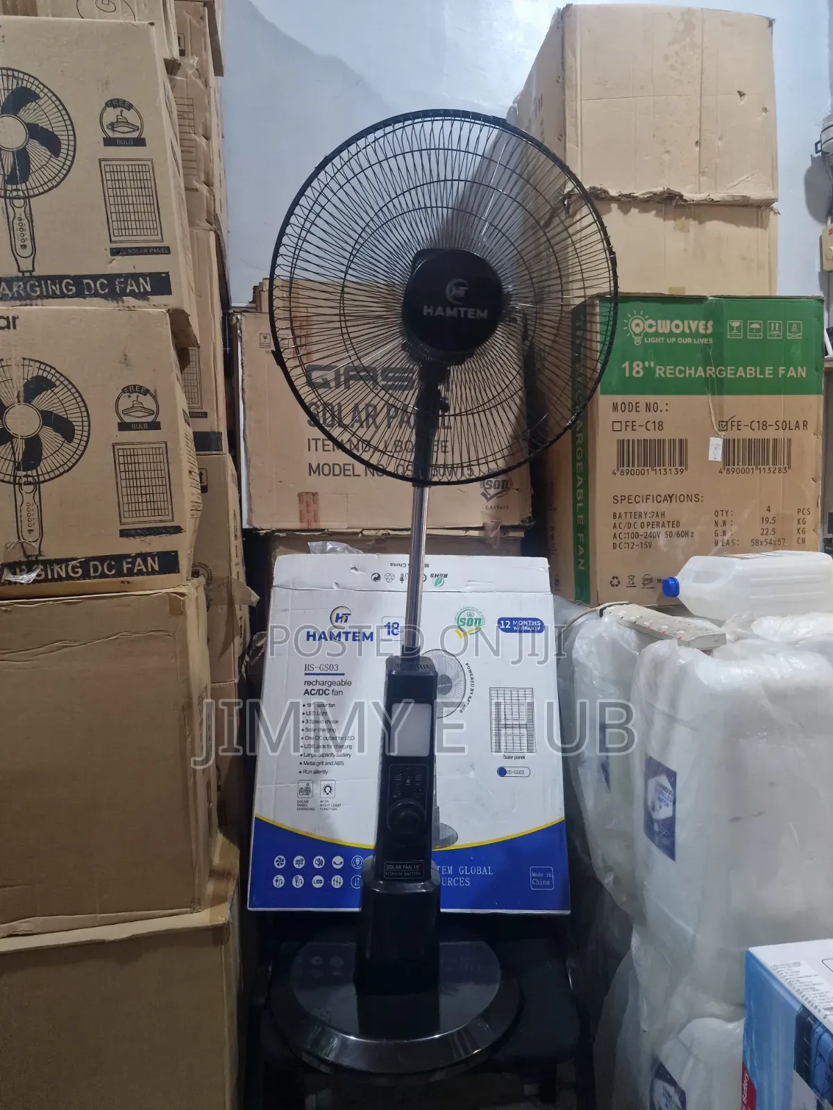 Hamtem HS-GS03 Rechargeable AC/DC 18" Standing Fan