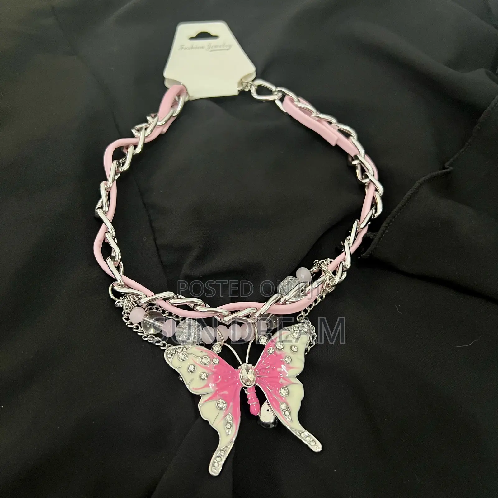 Pink Butterfly Necklace Woman Choker Y2k Vintage Necklaces Girl Gift