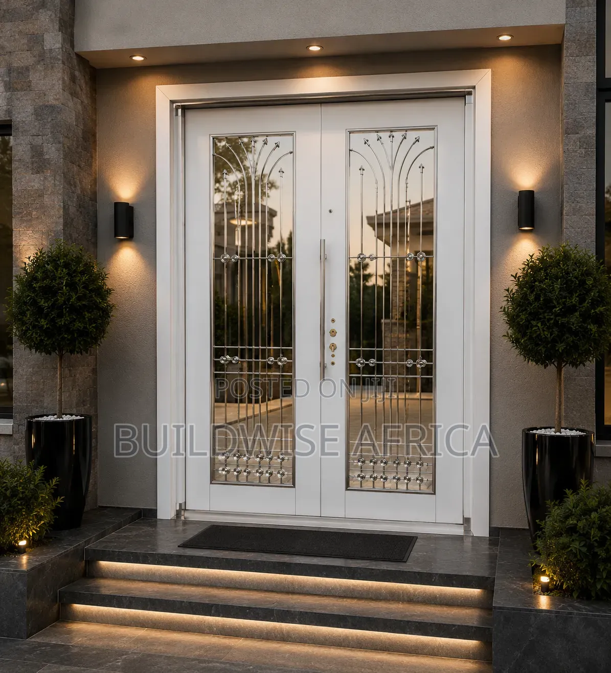 Luxury 1.5m Full Glass Entrance Door, Double Leaf Security Door