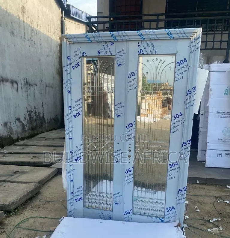 Luxury 1.5m Full Glass Entrance Door, Double Leaf Security Door