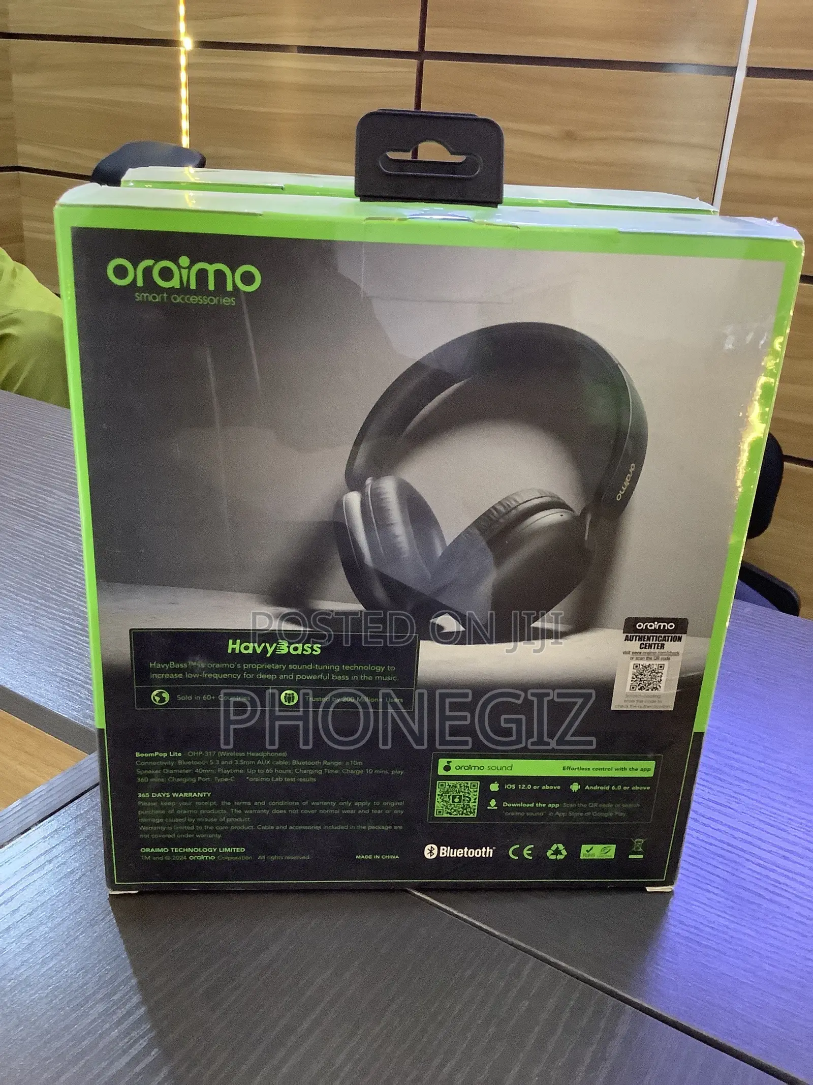 Oraimo Wireless HeavyBass Headphones 65h BoomPop Lite