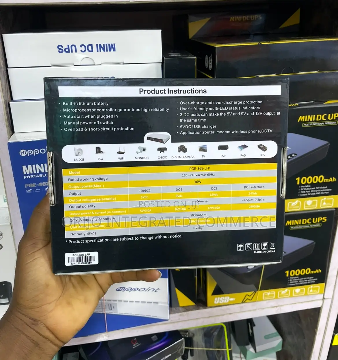 Ske 20000mah 36w Poe-36e-LFP Mini Dc Ups