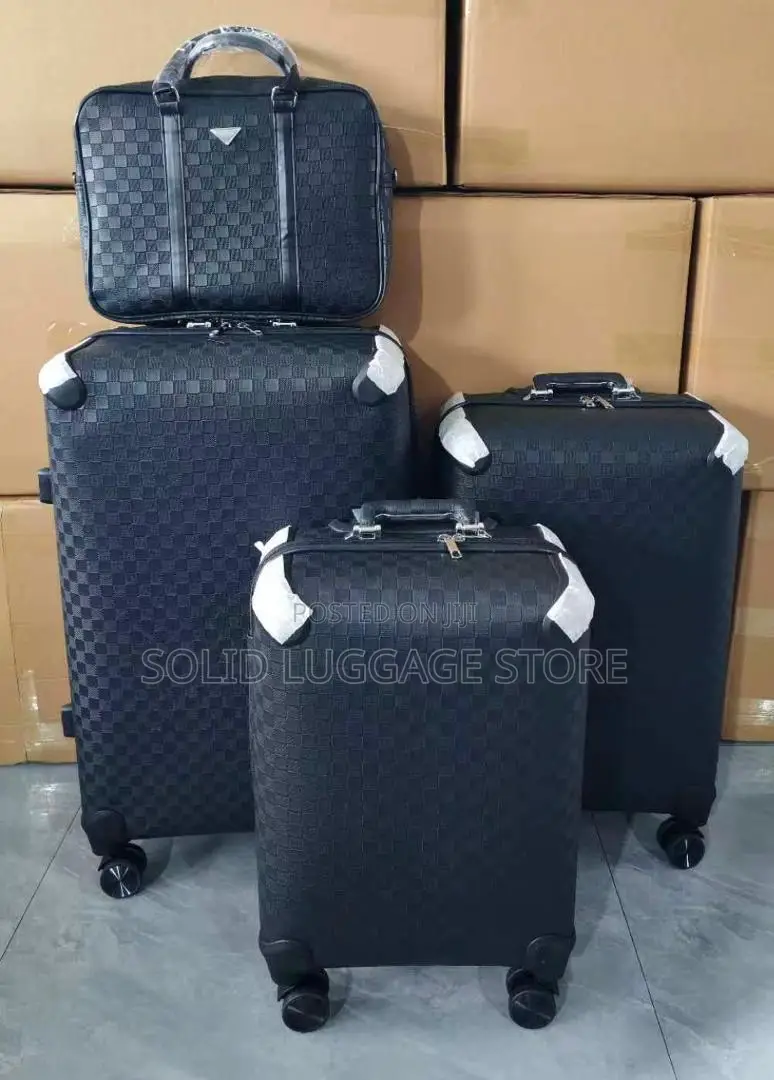 Set of 4 Leather Traveling Luggage Box